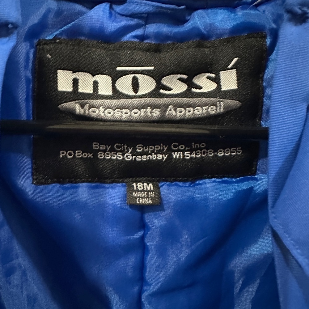 Mossi Vintage Toddler One Piece Snow Suit Blue Train Dual Zipper Size 18 months - Picture 10 of 11